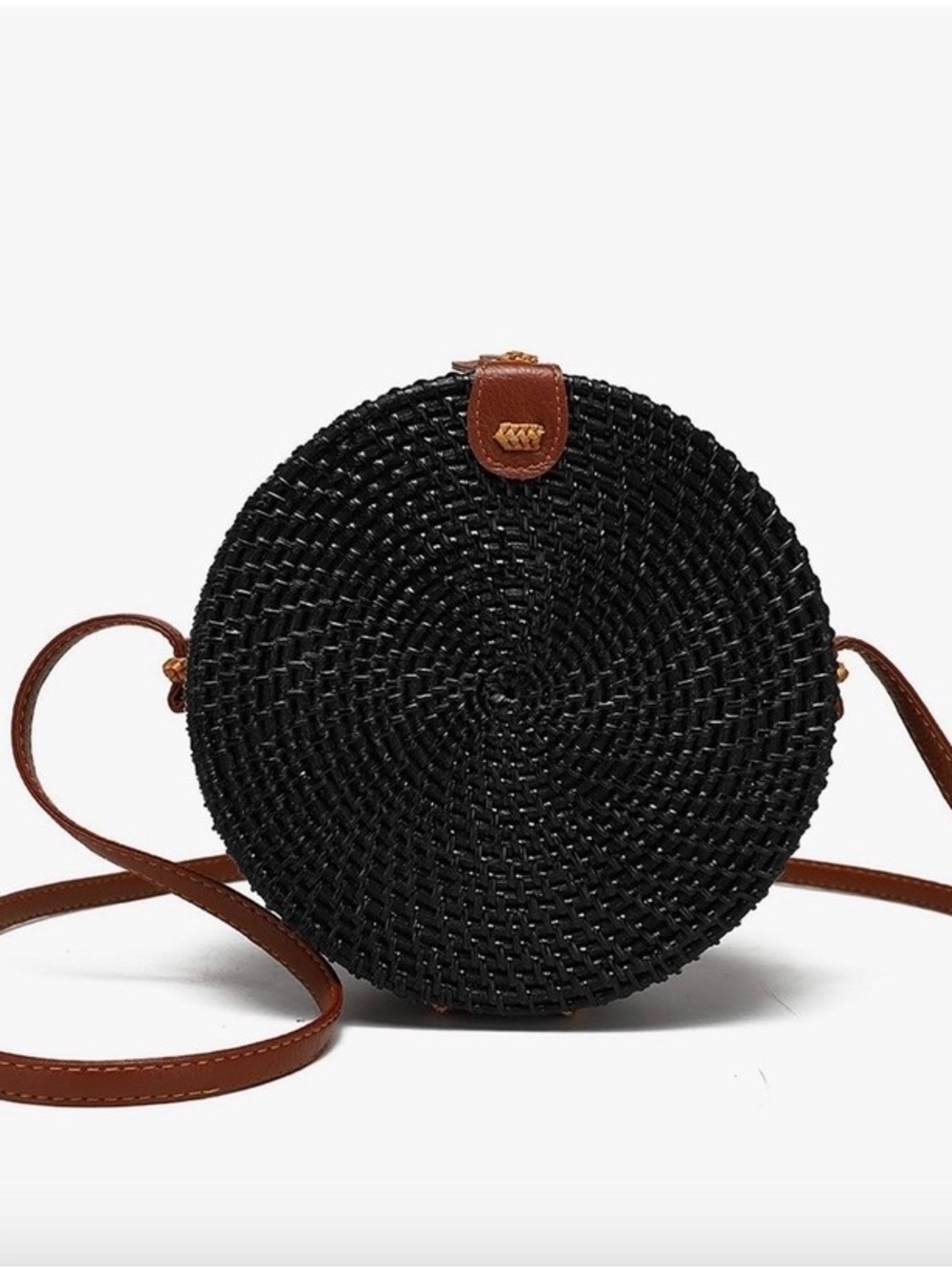 le chateau brand new Black Woven Round Crossbody Bag